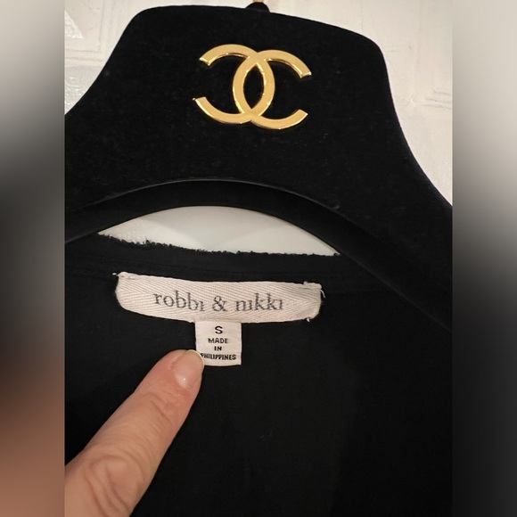 Robbi & Nikki Tank Top w silk mesh fray detailing around edges Black size S - Picture 4 of 9